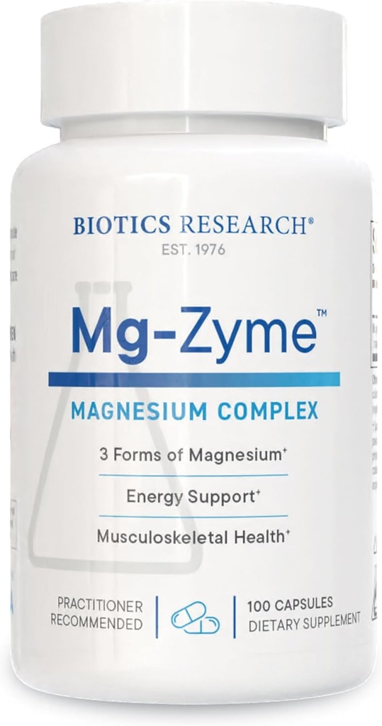 Biotics Research Mg-ZymeTM Triple Kompleksi 100 mg- Magnezyum Glycinate, Gluconate, Aspartate Chelated Supplement, High Abors, Support Sleep, Energy, Cardiovascular Health-100 Capsules