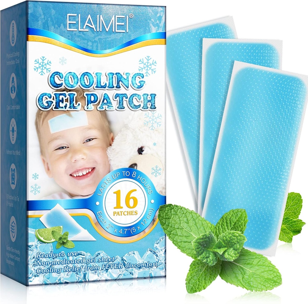16 Sheets Fever Patches για τα παιδιά - Ζεστό καιρό ψύξης Gel Patches για τους ενήλικες - Πονοκέφαλος Patches - Πρόωρος πυρετός Cool Pads