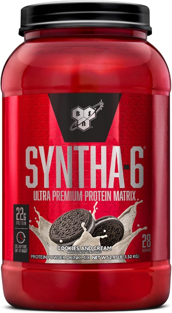 BSN SYNTHA-6 Whey Protein Powder, Micellar Καζεΐνη, Γαλακτοπρωτεϊνη Isolate Powder, Cookies and Cream, 28 Μερίδες (Package May Vary)