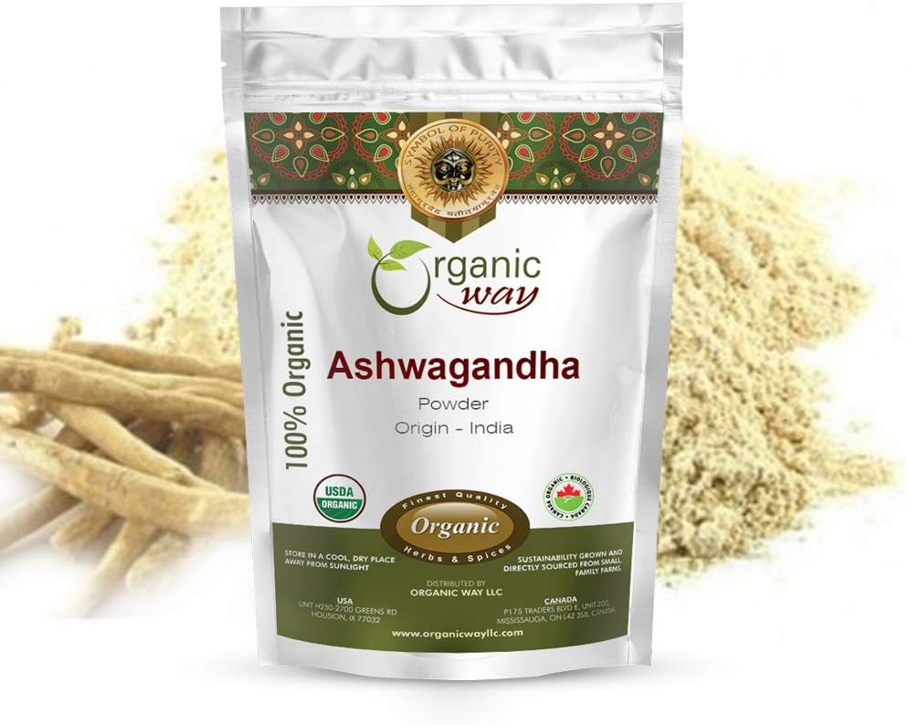 Organik Way Premium Ashwagandha Root Toz (Withania somnifera) - Organik & Kosher sertifikalı | Vegan | GMO & Gluten Free | USDA sertifikalı | Origin - India (1Lbs / 16Oz)