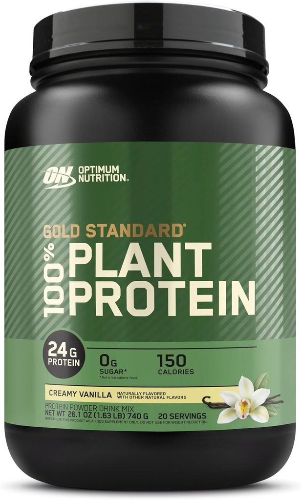 Optimum Beslenme Altın Standardı% 100 Bitki bazlı Protein Toz, Gluten Free, Vegan proteini Kas Destek ve Kurtarma için Amino asitler - Kremy Vanilla, 20 Hizmet (Pazarlama Mayıs Vary)