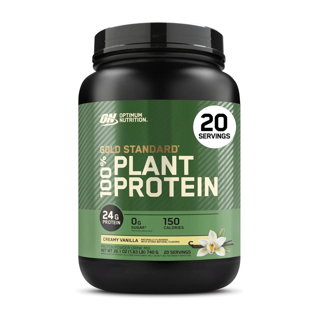 Optimum Beslenme Altın Standardı% 100 Bitki bazlı Protein Toz, Gluten Free, Vegan proteini Kas Destek ve Kurtarma için Amino asitler - Kremy Vanilla, 20 Hizmet (Pazarlama Mayıs Vary)