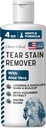 Chew + Heal Labs Pet Tear Stain Remover for Dogs - 4 oz Water-Based Dog Eye Wash & Cleaner - Dissolves Gunk & Buildup - Aloe Vera & Cucumber Extract