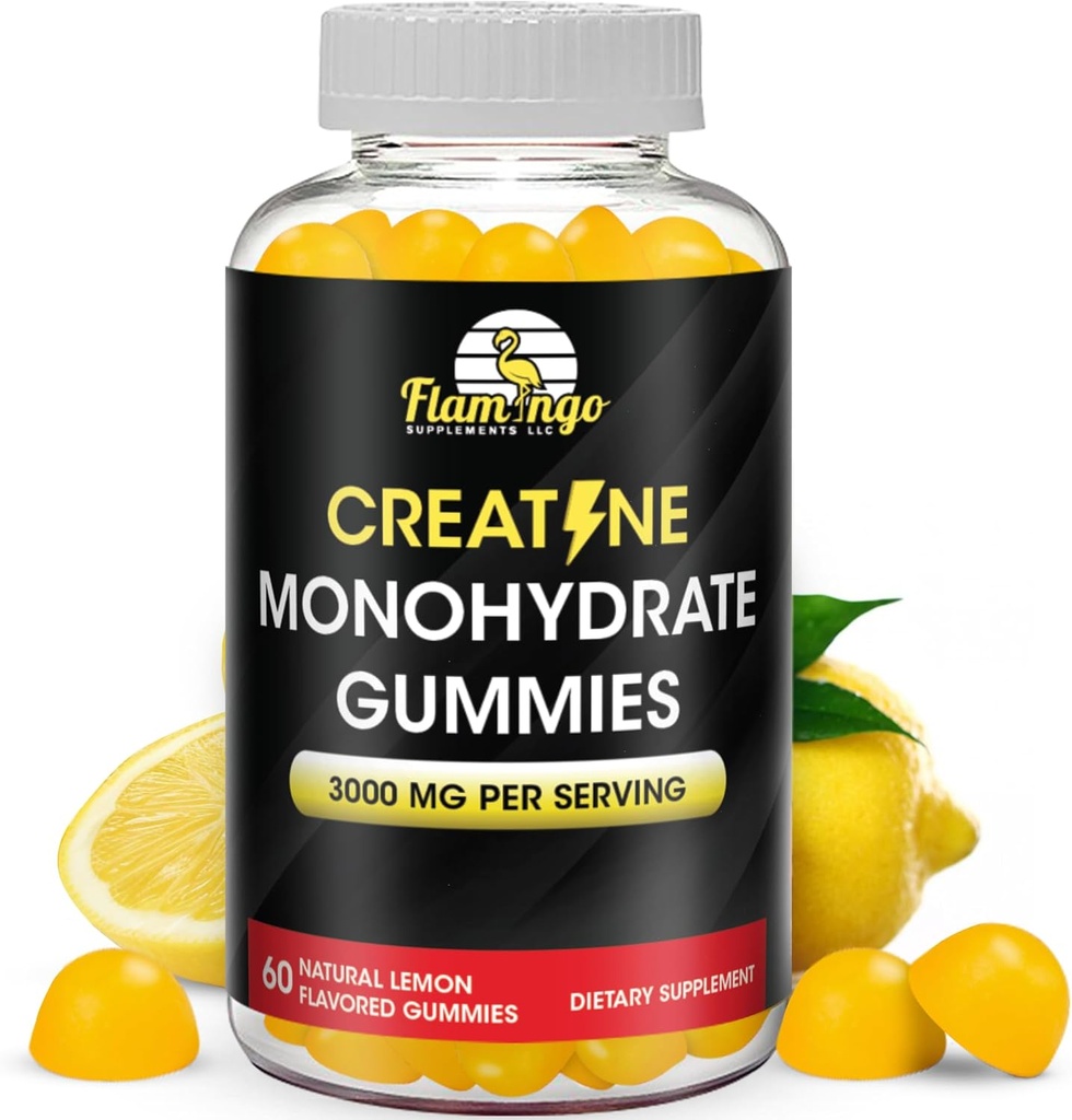 Creatine Gummy Supplement- Λεμόνι αρωματική κρεατίνη μονοένυδρη Προ προπόνηση μάσημα για την ενίσχυση της ενέργειας, Creatine συμπλήρωμα για την οικοδόμηση μυών και της δύναμης, Vegan, μη-GMO 90 Count