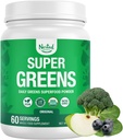 Φωλιασμένα φυσικά Super Greens Daily Superfood Powder - Certified USDA Organic Green Powder w/20+ Whole Foods, Spirulina Powder, Wheat & Barley Grass - Probiotics, Fiber & Enzymes - Original Flavor, 60