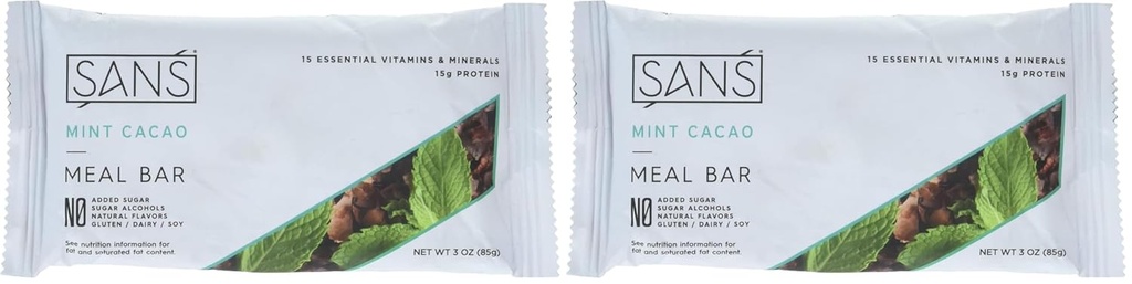 SANS Meal Bar Mint Cacao Meal Bar, 3 OZ (πακέτο του 2)