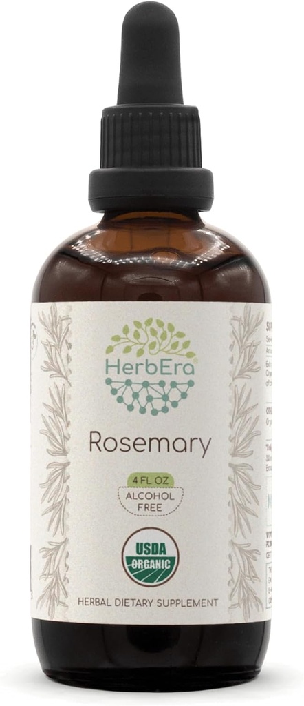HerbEra Rosemary B120 USDA Organic Tincture | Alkol Özgür Tür, Yüksek Lisans Herbal Drops | Sertifikalı Organik Rosemary (Rosmarinus Officinalis)