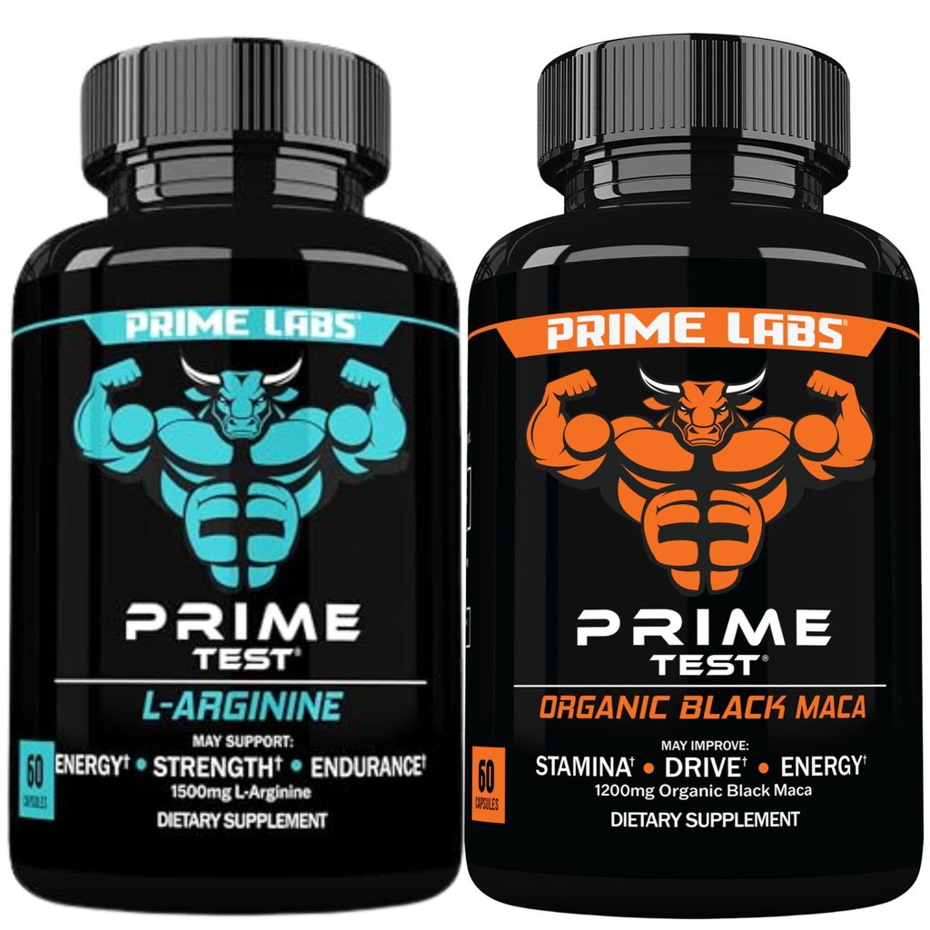 Prime Labs L Arginine (60 ct) + Organik Black Maca Capsules (60 ct)