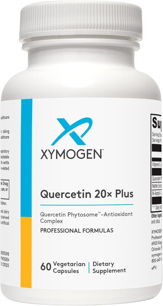 XYMOGEN Quercetin 20× Plus - Quercetin Supplements - Günlük Kompleksi C, N-Acetyl-L-Cysteine & Nettles - Respiratory Desteği için Formüled - Vegan & Gluten-Free (60 Capsules)