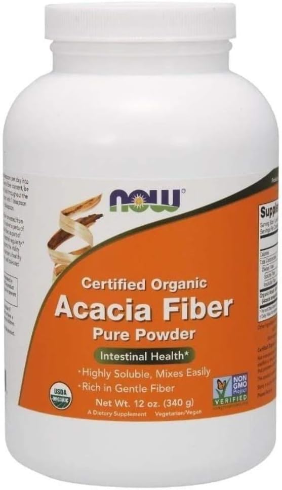 Now Foods Fiber Powder, Organic Acacia, 12-Ounce (Pack of 3)