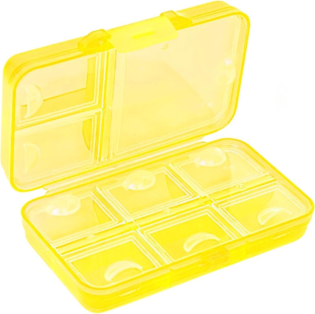 Pill Organizer, Portre Pill Case, 9 bölüm Moisture-Proof Travel Pill Case for Vitamins, Medicine, Fish Oil, Supplements, Pill Root (Yellow)