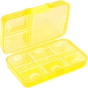 Pill Organizer, Portre Pill Case, 9 bölüm Moisture-Proof Travel Pill Case for Vitamins, Medicine, Fish Oil, Supplements, Pill Root (Yellow)