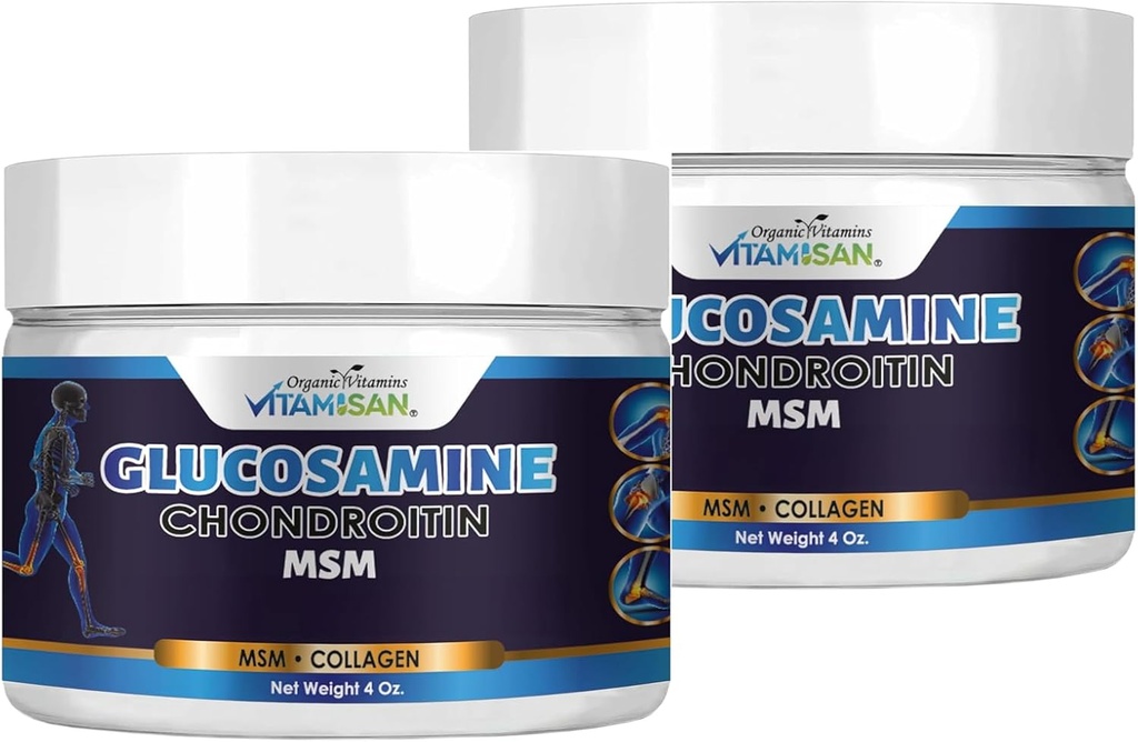 VITAMISAN Γλυκοζαμίνη Χονδροϊτίνη MSM Collagen και Arnica Cream 4 OZ 2 Συσκευασία