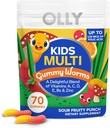 OLLY Kids Multivitamin Gummy Worms, Genel Sağlık ve Immune Support, Vitaminler ve Mineraller A, C, D, E, Bs ve çinko, Chewable Supplement, Sour Punch, 45 Day Supply - 70 Count