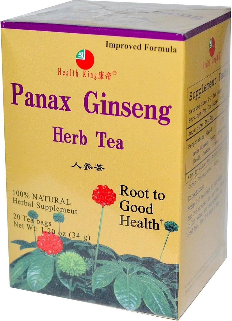 Υγεία King Panax Ginseng Herb Τσάι, Τσάι Τσάι, 20 Count Box