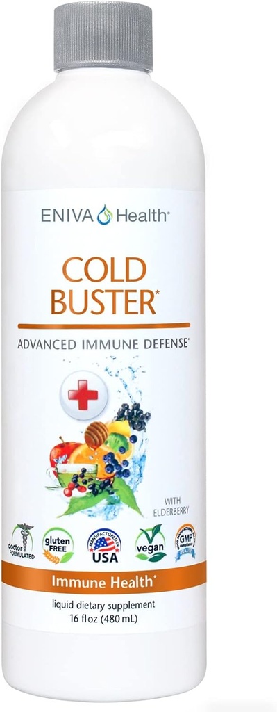 Eniva Elderberry Sambucus Immune Support Syrup, C, Ionic ZINC, Vitamin D, Echinacea, Antioksis & More, All-in-One Liquid, Low Carb, Low Sugar, Keto Friendly, Non-GMO & Gluten Free - 16 ozz