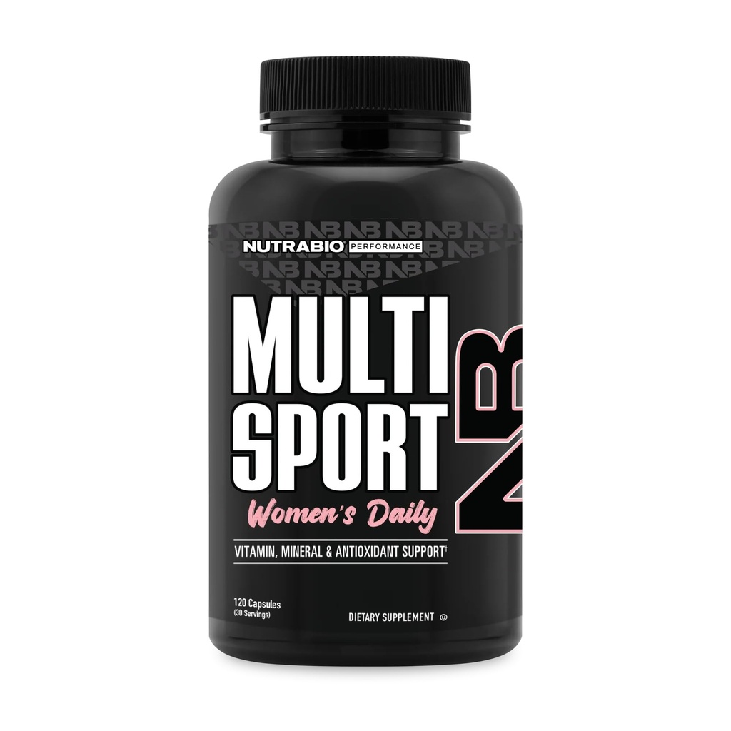 NutraBio Multisport for Women - Womens MultiVitamin - 33 Vitamin, Mineraller, Micronutrients - Antioksitlerde Zengin - Destekler Peak Athletic Performansı, Enerji, Metabolism (120 Sebze Kapsülleri)