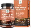 Advanced Mushroom Complex Capsules - 10X Lions Mane Supplement Capsules with Reishi, Chaga, Maitake & Shiitake for Brain Health Memory Support & Focus - Nootropic for Mental Clarity - 120 Caps