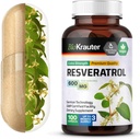 BIO KRAUTER Resveratrol Supplement Capsules 600 mg - 100 Kont - Doğal Antioksit Kaynağı - 98 Pure Trans Resveratrol Toz - Vegan
