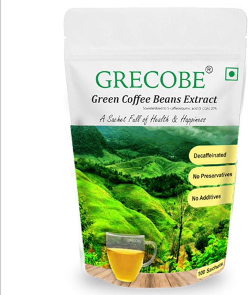 Pure Green Coffee Beans% 50 klorojenik asit, Decaffeinated, antioksidan | Keep Metabolism - (1Pouch- 100 sachets)