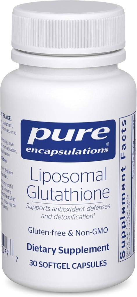 Pure Encapsulations Liposomal Glutathione - Immune Support & Liver Detox* - Antioksi Koruma - Setria Glutathione - Non-GMO - 30 Softgel Capsules