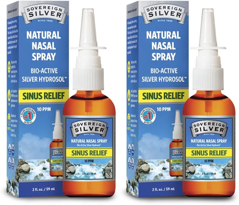 Sovereign Silver Bio-Active Colloidal Silver Hydrosol for Immune Support - 10ppm - 2oz - Nasal Spray - 2 paketi