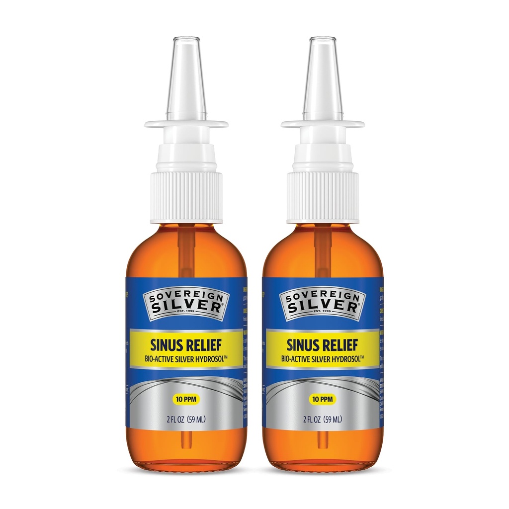 Sovereign Silver Bio-Active Colloidal Silver Hydrosol for Immune Support - 10ppm - 2oz - Nasal Spray - 2 paketi