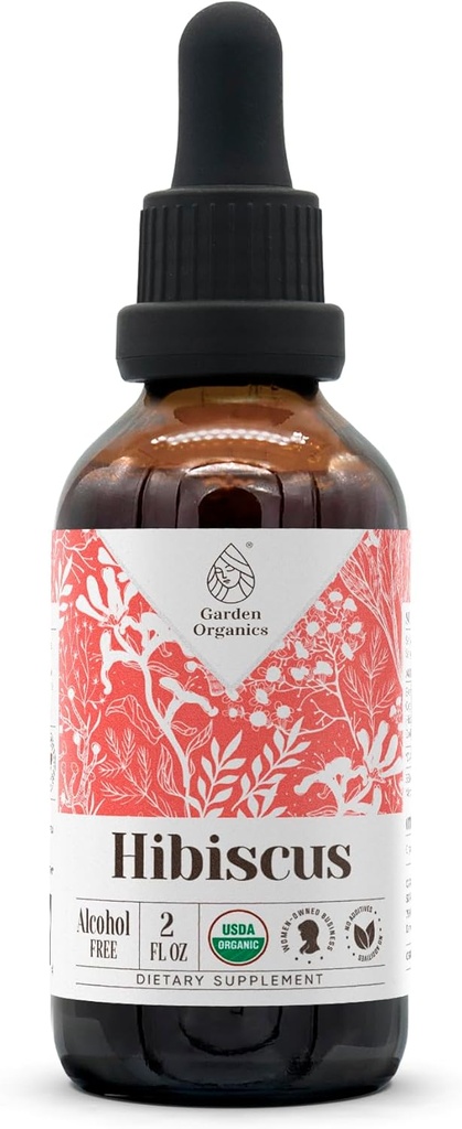 Hibiscus USDA Organic Alcohol-Free Extract | Dietary Supplement, High-Potency Tincture | Natural Certified Organic Hibiscus (Hibiscus Sabdariffa) Dried Flower (2 oz)