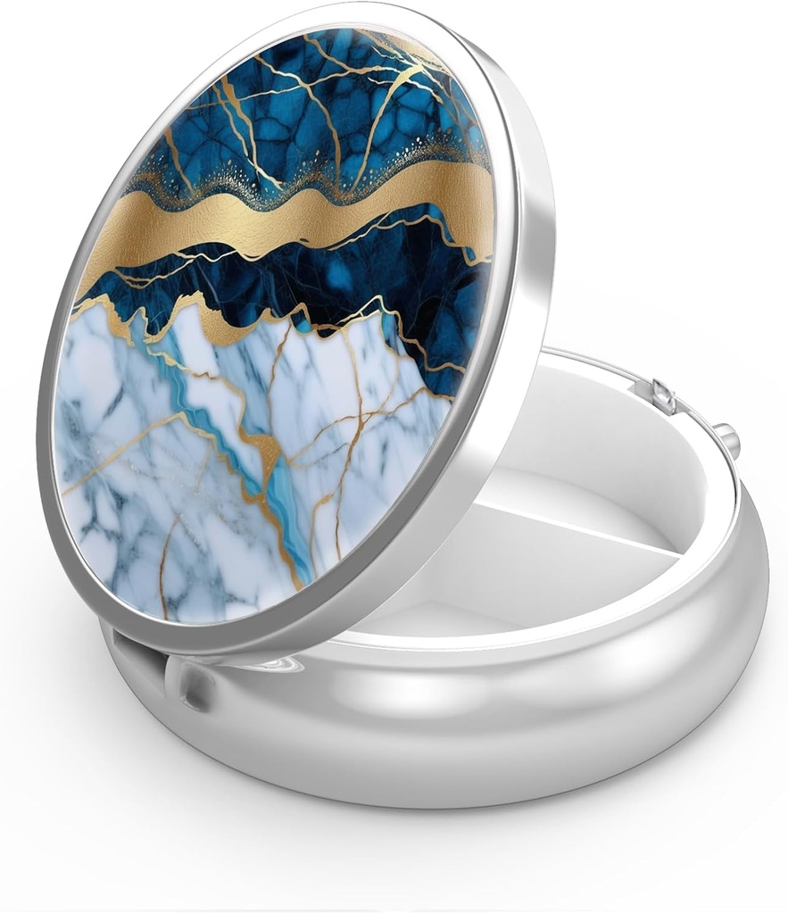 Κουτί χαπιών 3 Διαμέρισμα μικρή θήκη χαπιών, Πόρτο για Pocket ή Purse Pill Organizer Pill Κάτοχος δοχείου για να κρατήσει βιταμίνες, φαρμακευτική αγωγή, ιχθυέλαιο και συμπληρώματα (Almond Blossom)