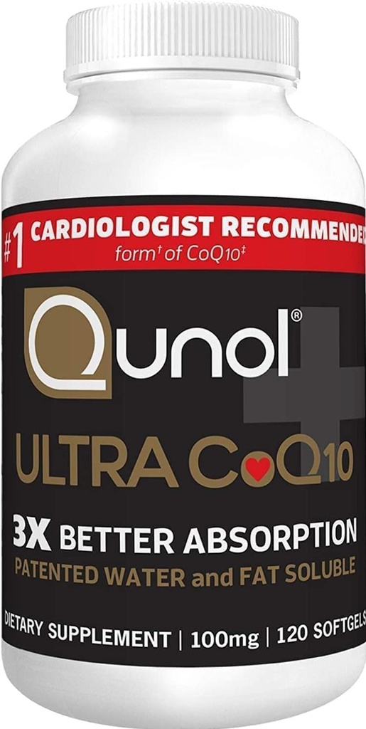Qunol CoQ10 100 mg Softgels, Ultra 3x Better Abxia Coenzyme Q10 Supplements - Antioksi Supplement for Vascular and Heart Health & Energy Production - 4 Ay Supply - 120