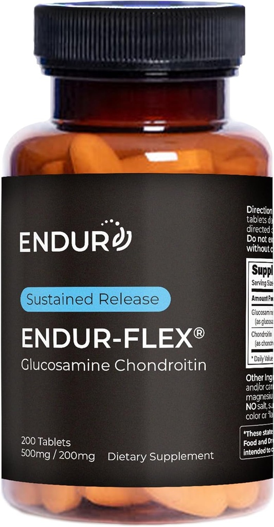ENDUR-FLEX, Glucosamin Chondroitin Ortak Destek Supplement For Helping Protection Your Active Mobility, Gluten Free, 500 mg/200 mg (200 Tablet)