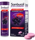 Sambucol Black Elderberry Effervescent Tabletler - Yetişkinler için çinko ve C vitamini ile Yaşlılar, Yaşlılar Tabletleri Çözme - 15 Kont