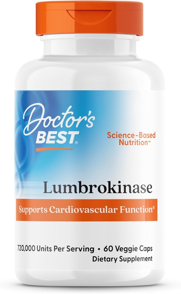 Doctors Best Lumbrokinase, Supports Heart Function, 720,000 Units Per Serving, 60 Veggie Caps