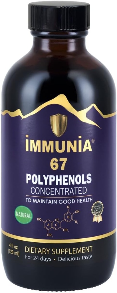 Immunia 67 Polyols - Elderberry Temp & Antioksit Meyveleri. Premium Antioksi Supplement with 67 Polyols (Anthocyanins, Quercetin, Resveratrol, vs.) 24 Günlük Şişe (-Pack)