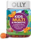OLLY Kids Multivitamin & Probiyotik Gummy, Digestive Support, Vitamins A, D, C, E, B, çinko, Chewable Supplement, Berry Flavor, 50 günlük tedarik - 100 Count