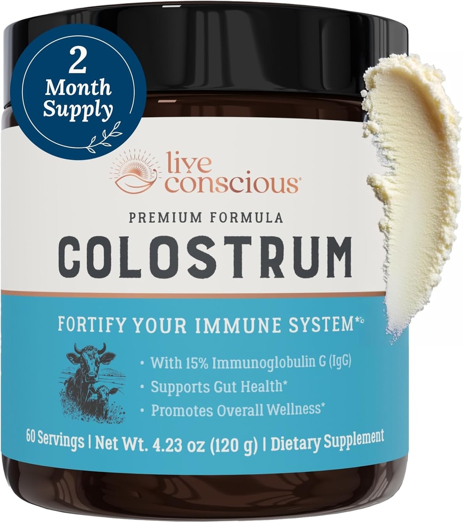 Live Conscious Colostrum Toz - Grass Fed Colostrum Supplement with Lactoferrin for Iron Abors - Bovine Colostrum an Immune System Supplement