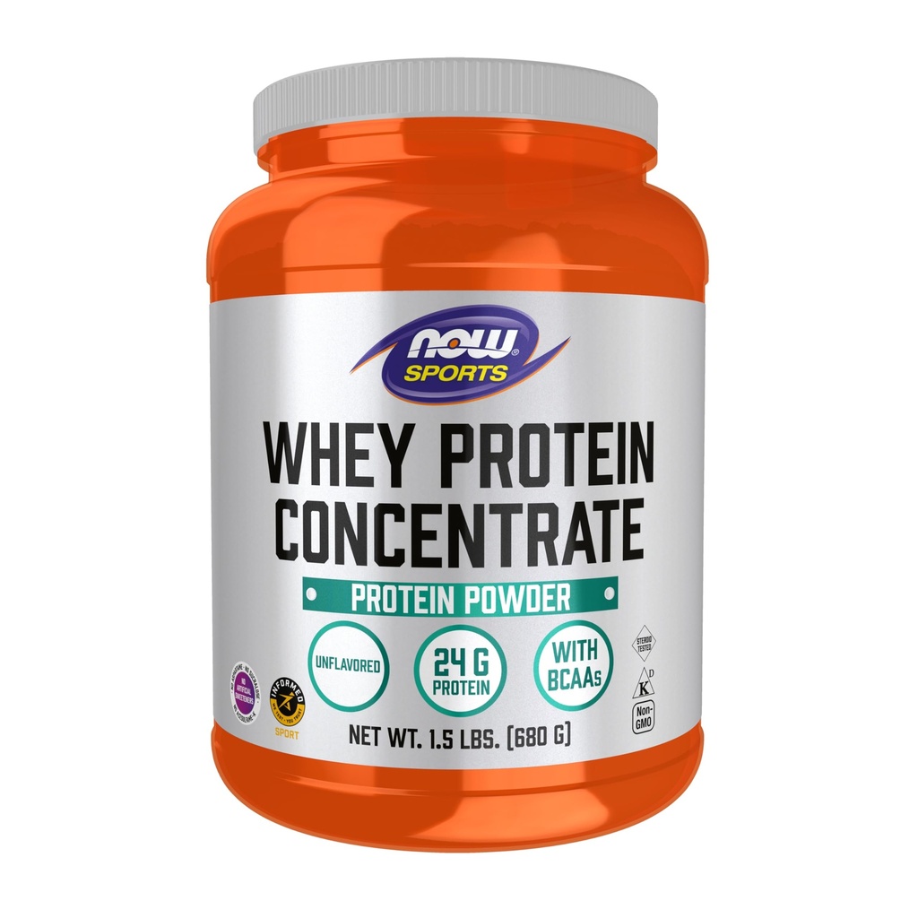 Şimdi Gıda Spor Beslenme, Whey Protein Yoğunluğu, BCAAs ile 24 g, Unflavored Toz, 1.5-Pound