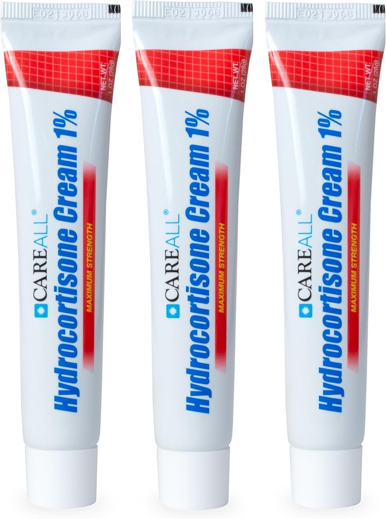 CareAll Hydrocortisone 1%, σωλήνας 1oz (πακέτο των 3), μέγιστης αντοχής κρέμας Anti-Itch, ανακούφιση από φαγούρα και ερυθρότητα από bug Bites, Eczema, Ψωρίαση, δηλητηριώδης κισσός, βελανιδιές και σουμάκ