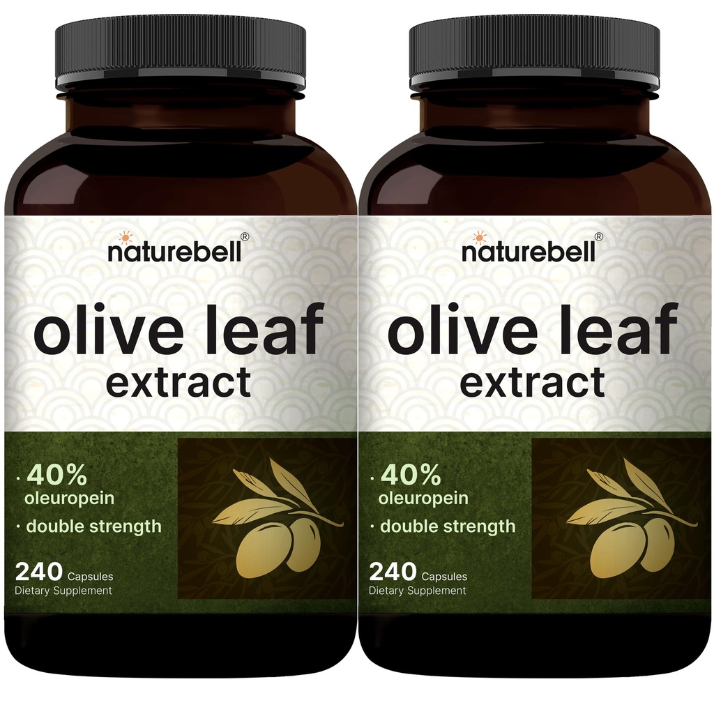 NatureBell 2 Pack Olive Leaf Extract, 480 Total Capsules | Rich in Polyphenol & Flavonoid Antioxidants for Immune & Heart Health – Non-GMO*