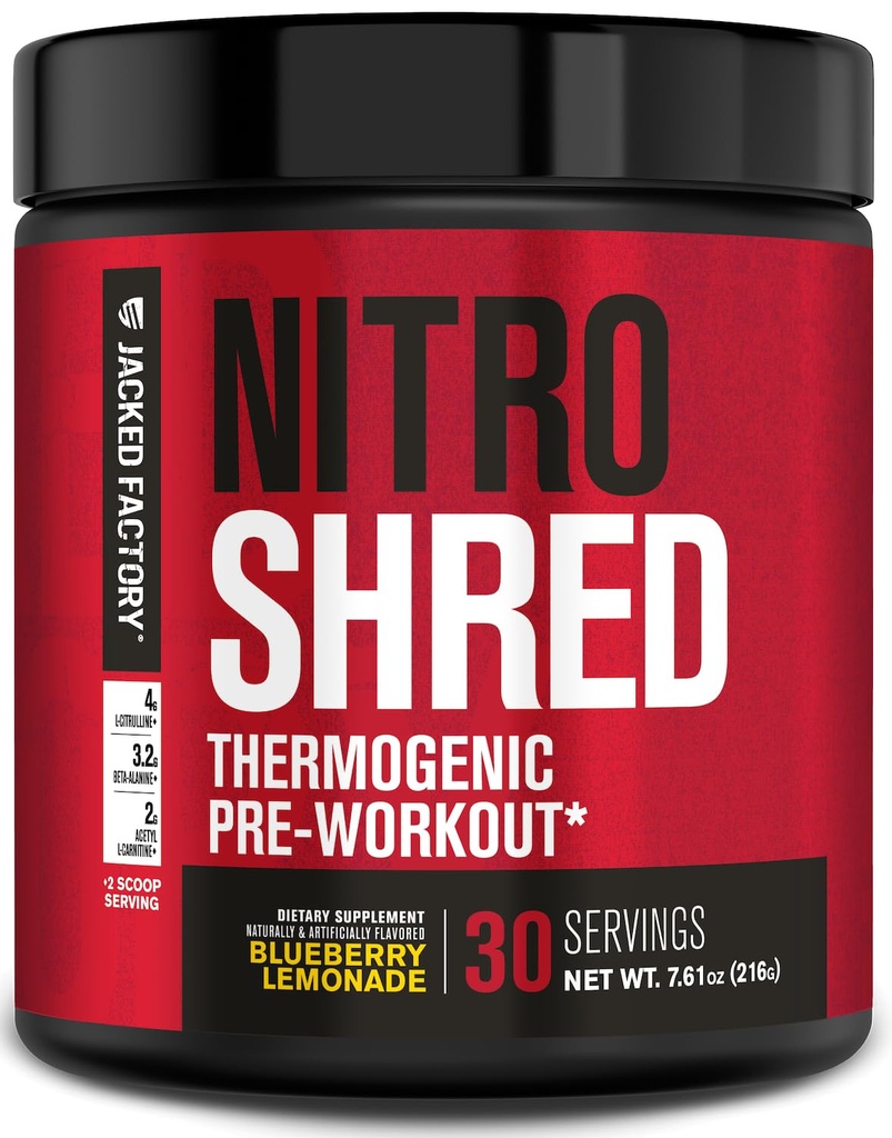 Jacked Factory NITROSURGE, İşi Tamamladı - Enerji Uyarısı, Anında Güç Kazanları, Sharp Focus, Güçlü Pumps - Nitric Hoffman & PreWorkout Toz - 30Sv, Blueberry Lemonade