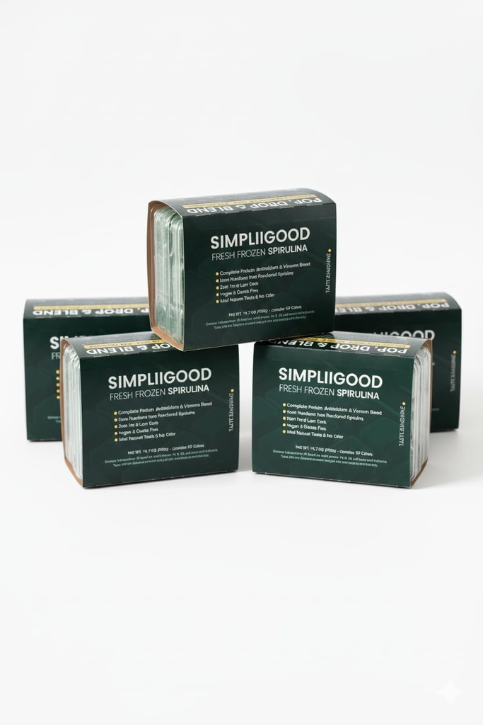 Donmuş Spirulina Premium Superfood for Yetişkinler & Young Nutrient-Rich Easy to Use Dondurulmuş Spirulina 12 Trays Contains 10 Cubes in each Pack. 2 Cube = 28g (bir hizmet)