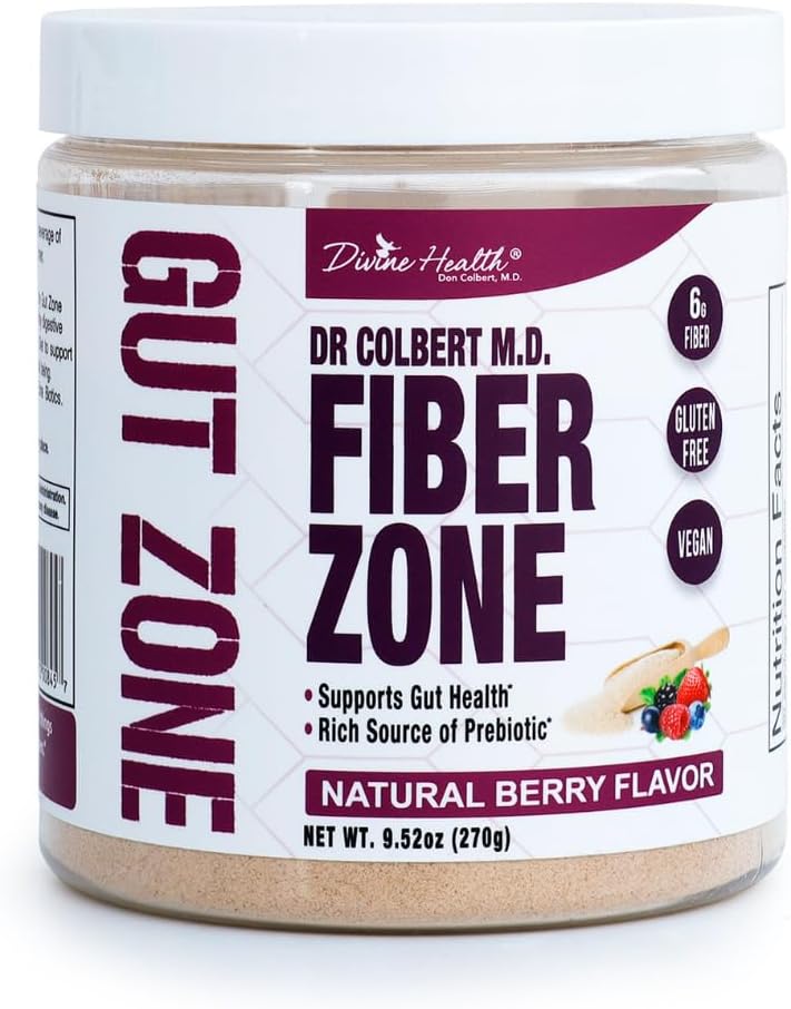 Dr Colbert MD Fiber Bölgesi Toz | Berry Flavor | Prebiyotikler, Ben Çözüldü Fiber | Psyllium Husk | Inulin | Chem Zone Diyet & Sağlıklı Gut Bölgesinde önerilen | 9.52 oz