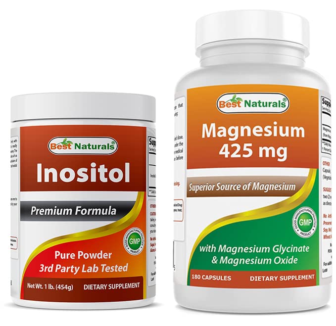 En İyi Doğallar Inositol Toz 1 Lb & Magnezyum Glycinate 425 mg