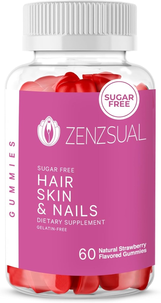 ZENZSUAL Saç, Cilt ve Nails Gummies – Biotin, C, B12 ve çinko ile Çokvitamin - Vegan Tamam ve Sugar Free (60 Gummies)