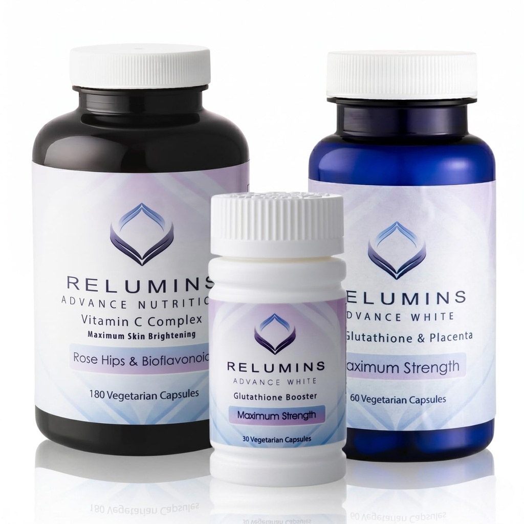 Relumins Advanced Skin Supplement Set - L-Glutathione Kompleksi, C, & Antioksi Desteği - Sağlıklı Cilt için Nourishing Formula - 30 Gün Supply