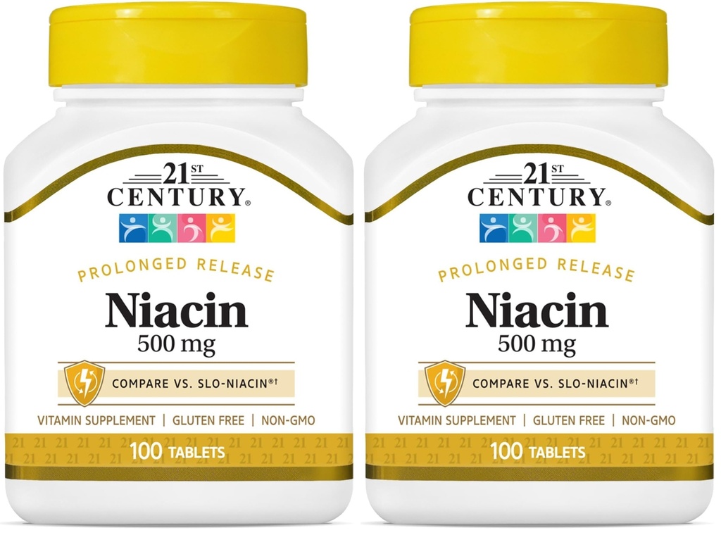 21st Century Niacin 500 mg δισκία παρατεταμένης αποδέσμευσης, 100 Count (27474) (πακέτο του 2)