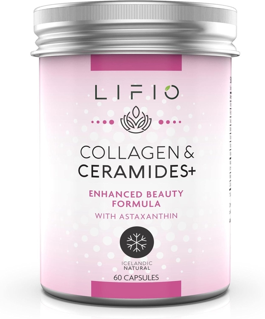 Collagen & Ceramids+, Astaxanthin & Biotin, A, B2, B3, B12, C & D Skin Hydration & Elasticity, Non-GMO, Gluten-Free, Soy-Free, 60 Capsules