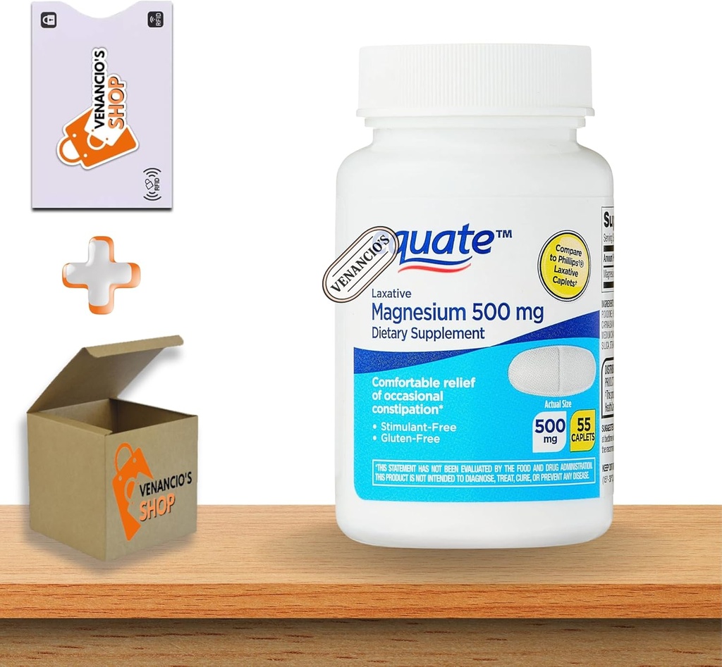 Laxative Caplets Μαγνήσιο • Gentle Relief for Occasional Constipation • Cramp & Simulant Free • 55 Count by Equate + Venanci’os Sticker (Pack of 1)