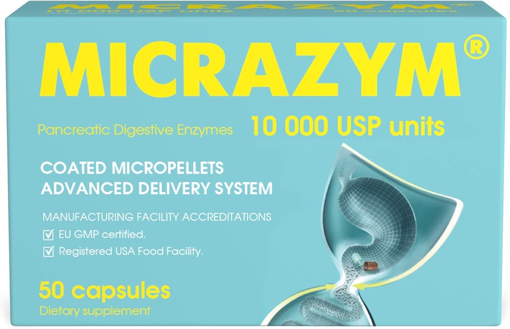 AVVA Pharmges Pancreatic Enzymes - 10.000 USP Etkili Pancreatic Enzyme Supplements - Digestive Enzymes for Digestion - 50 Fast-Acting Capsules with Amyla, Lipase and Protease
