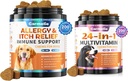 Köpek Alerjileri Chews + Carmelie 24, 1 Dog Multivitamin Chewable - 400 Tedaviler - Mevsimsel Alerji Yardım + Hip & Ortak, Skin & Coat, Immune Health (Chicken Flavor)